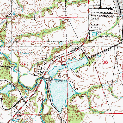 Topographic Map of Waterloo Reservoir Number 2 Dam, IL