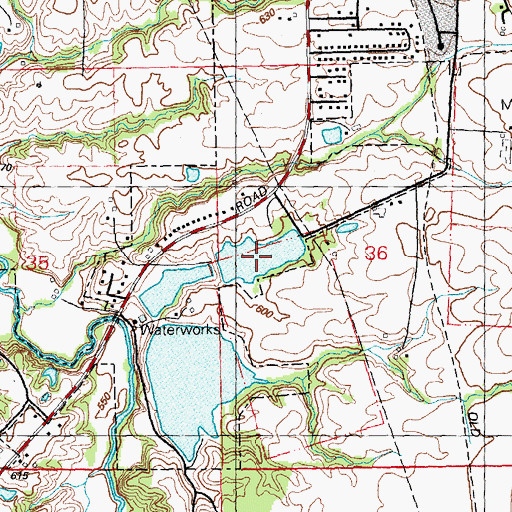 Topographic Map of Waterloo Reservoir Number 2, IL