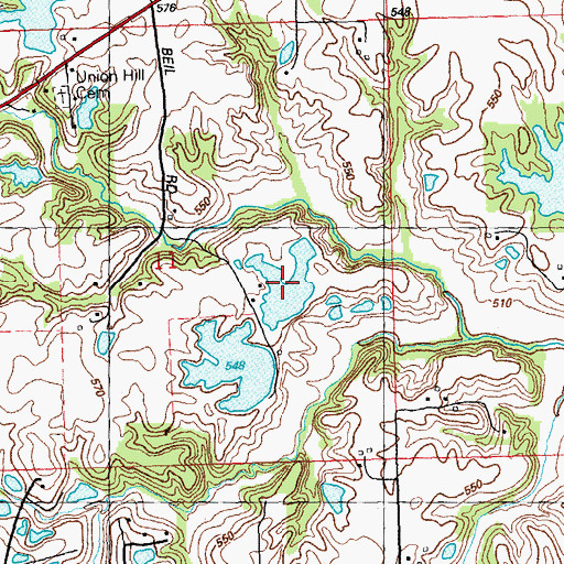 Topographic Map of Beil Lake Number 1 North Dam Number 2, IL