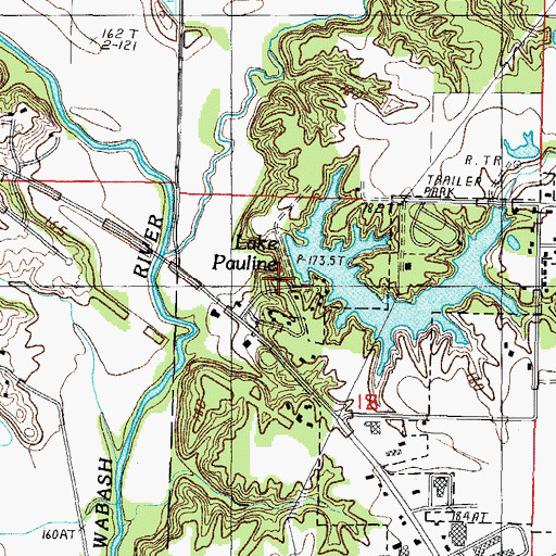 Topographic Map of Pauline Lake Dam, IL