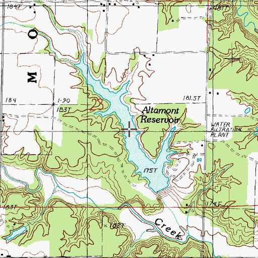 Topographic Map of Altamont Reservoir, IL