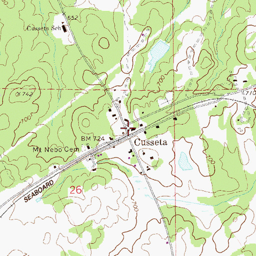 Topographic Map of Cusseta Post Office, AL
