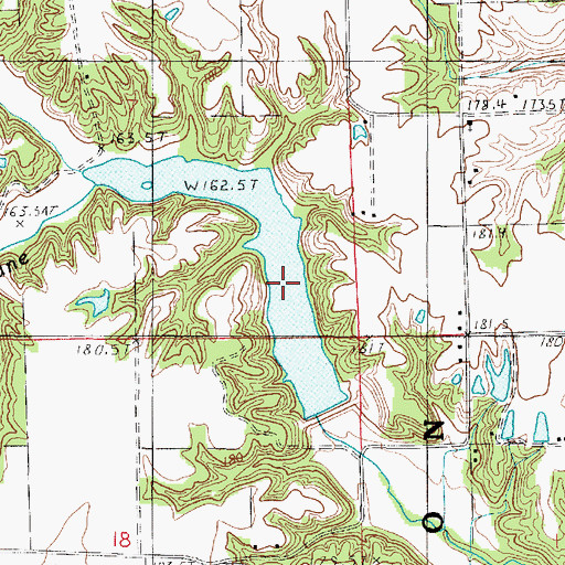 Topographic Map of Mill Creek Watershed Impoundment Reservoir, IL