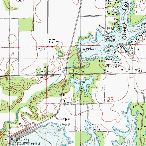Topographic Map of Webber Lake Dam, IL