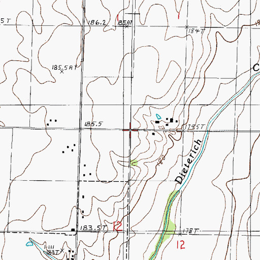 Topographic Map of Rocky Ford Sportsman Club South Lake Dam, IL