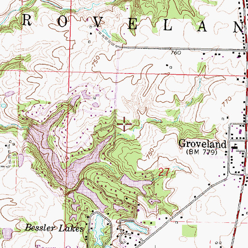 Topographic Map of Grand Oaks Lake Dam, IL