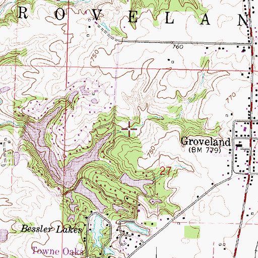 Topographic Map of Grand Oaks Lake, IL