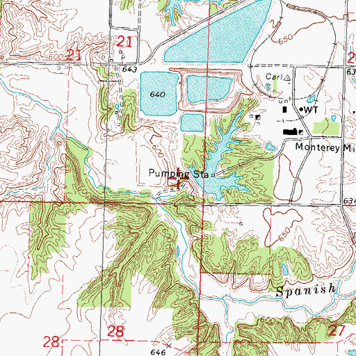 Topographic Map of Recirculation Pond Dam, IL