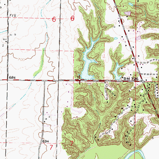 Topographic Map of Mitchell Lake Dam, IL