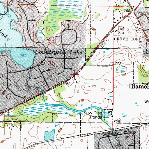 Topographic Map of Countryside Lake, IL