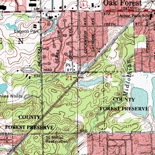 Topographic Map of Midlothian Creek Dam, IL