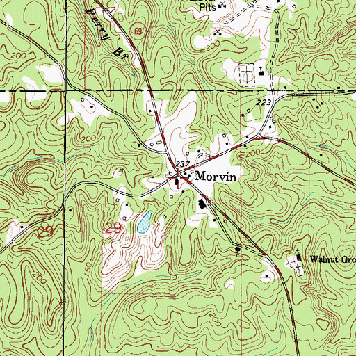 Topographic Map of Morvin Post Office, AL