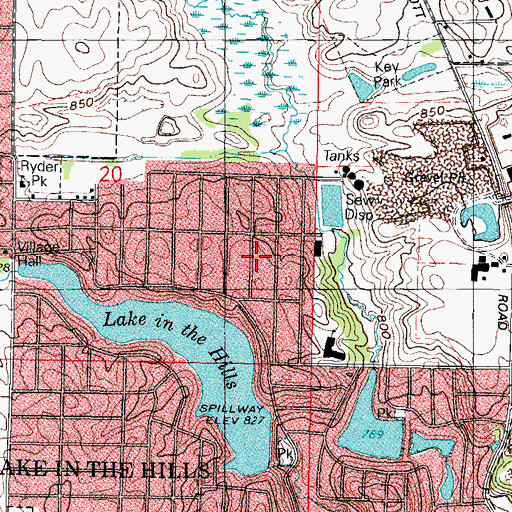 Topographic Map of Lake in the Hills Dam Number 2, IL