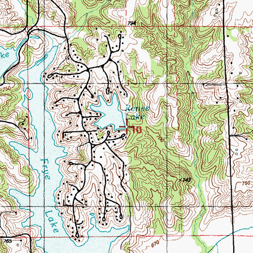 Topographic Map of Renee Lake Dam, IL