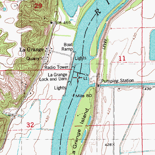 Topographic Map of La Grange Pool, IL