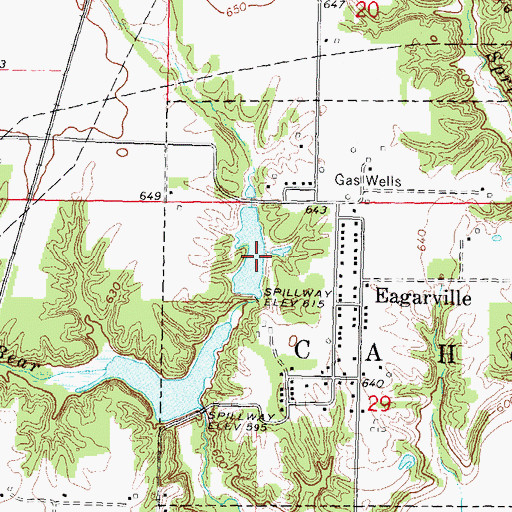 Topographic Map of Columbia Quarry Lake Dam, IL