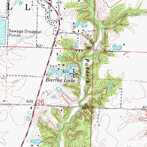 Topographic Map of Barths Lake Dam, IL