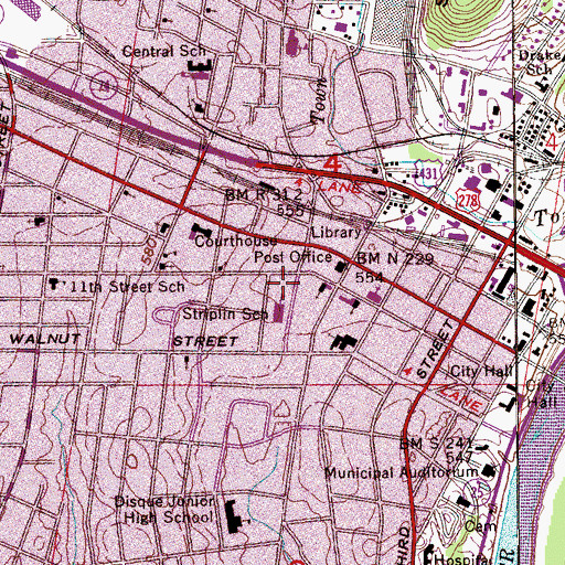 Topographic Map of Gadsden Post Office, AL