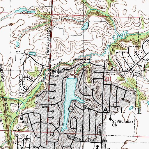 Topographic Map of Fairwood Lake Dam, IL