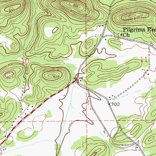 Topographic Map of Adelia Post Office (historical), AL