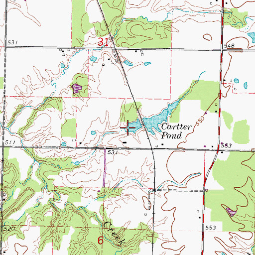 Topographic Map of Cartter Pond Dam, IL