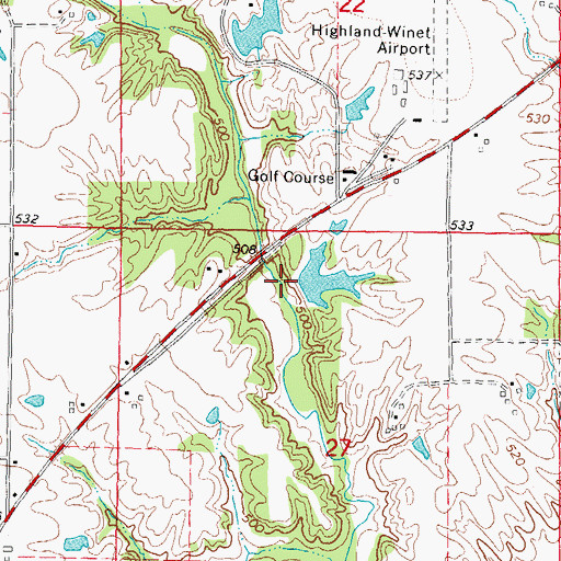 Topographic Map of Rayburn Lake Dam, IL
