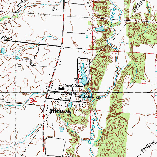 Topographic Map of Lake Heights Dam, IL