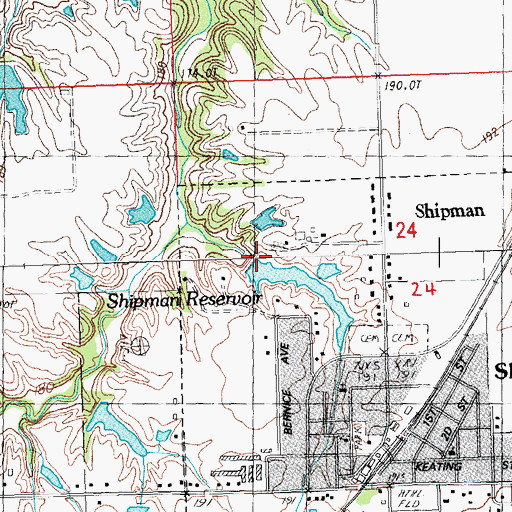 Topographic Map of Shipman Reservoir Dam, IL