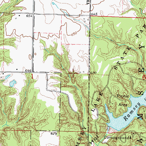 Topographic Map of Whitfield Lake Dam, IL