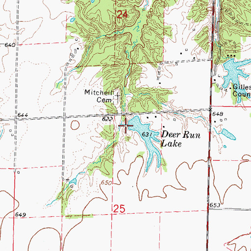 Topographic Map of Deer Run Lake Dam, IL