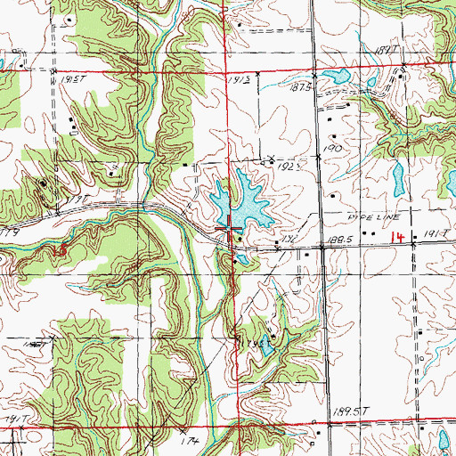 Topographic Map of Illinois No Name Number 2042 Dam, IL