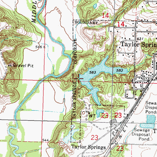 Topographic Map of American Zinc Smelter Company Large Lake Dam, IL