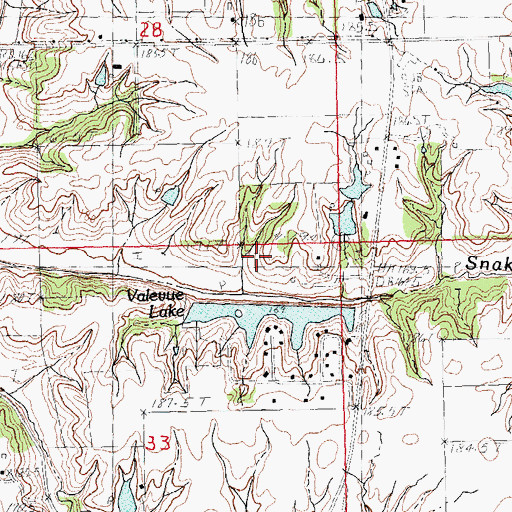 Topographic Map of Valevue Lake Dam, IL
