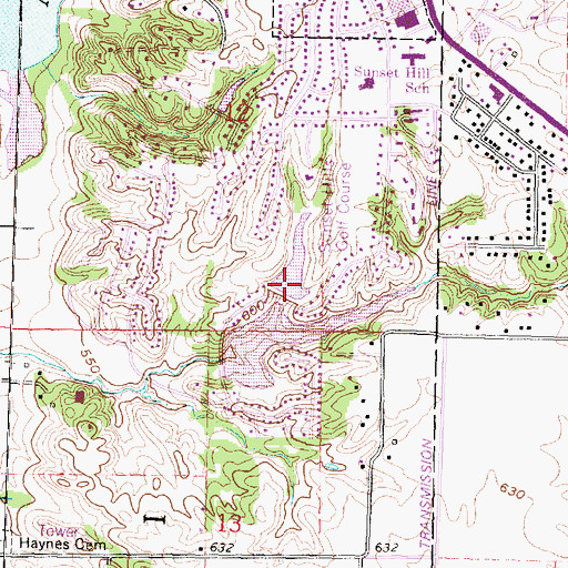 Topographic Map of Sunset Hills Golf Course Lake Dam, IL