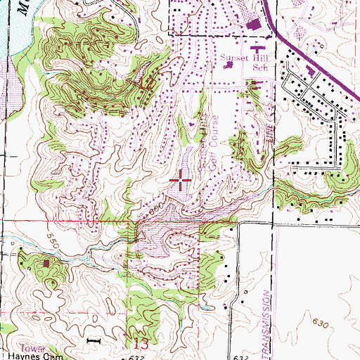 Topographic Map of Sunset Hills Golf Course Lake, IL