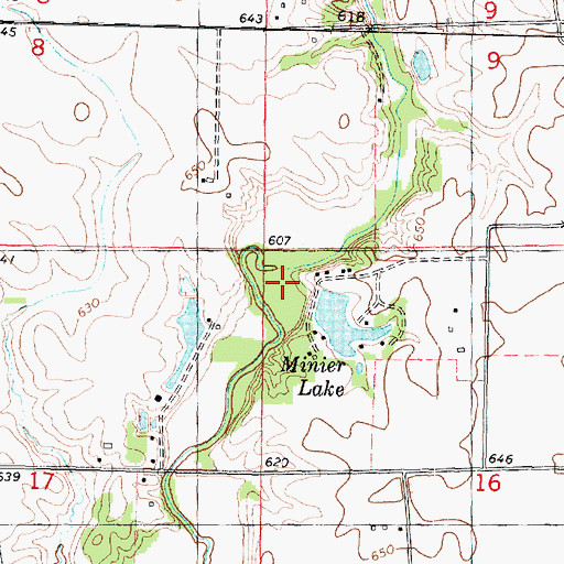 Topographic Map of Dennis Lake Dam, IL