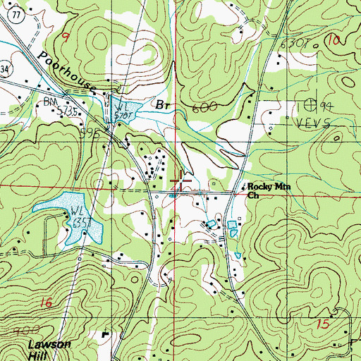 Topographic Map of Bledsoe Post Office (historical), AL