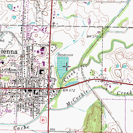 Topographic Map of Vienna Reservoir Dam, IL