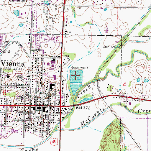 Topographic Map of Vienna Reservoir, IL