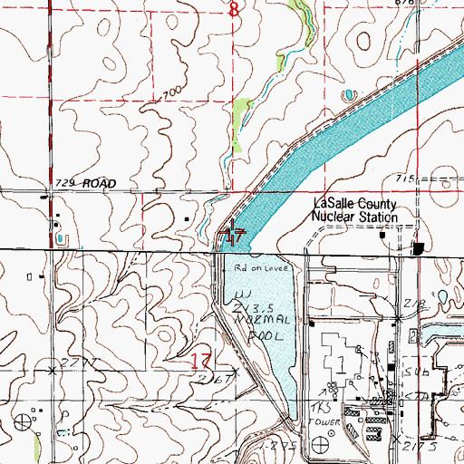Topographic Map of LaSalle County Nuclear Station Cooling Dam, IL