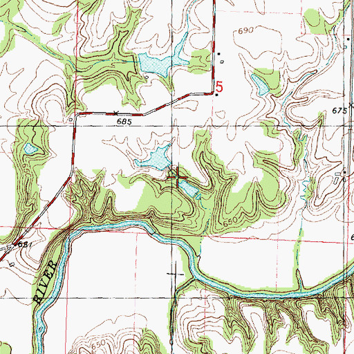 Topographic Map of Cowen Pond Dam, IL