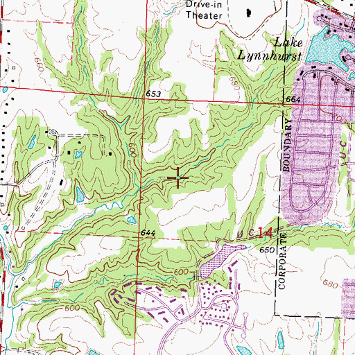 Topographic Map of Charter Oak North Lake Dam, IL