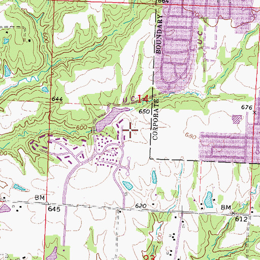 Topographic Map of Charter Oak Village Lake Dam, IL