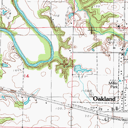 Topographic Map of Miller Lake Dam, IL