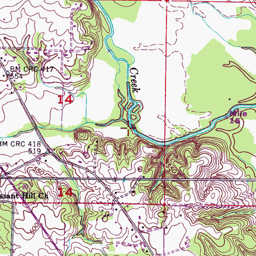 Topographic Map of Burcham Mills Post Office (historical), AL