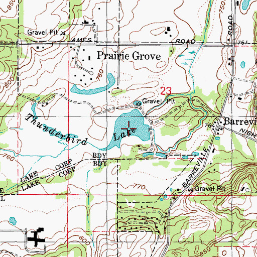 Topographic Map of Thunderbird Lake, IL