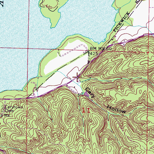 Topographic Map of Caryton Post Office (historical), AL