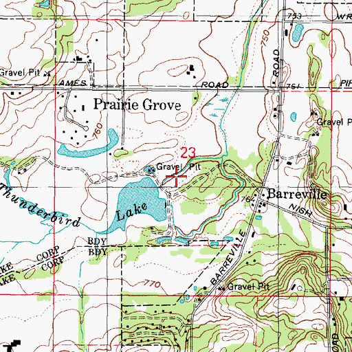 Topographic Map of Thunderbird Lake Dam Number 2, IL
