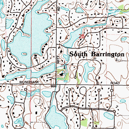 Topographic Map of South Lake of the Coves, IL