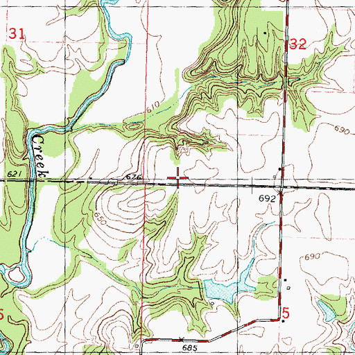 Topographic Map of Elmore Stock Farm Pond Dam, IL
